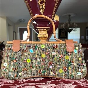 Vintage BCBGMaxAzria Beaded Multicolor Embellishments Clutch Bag